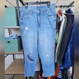 ARIZONA V Waist Straight Mom Jean Darkwash
